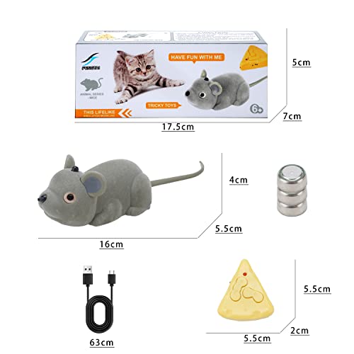 Interactive Mice Toys For Indoor Cats Remote Control Or Smart Sensing Two Mode With Usb Rechargeable Automatically Sense Obstacles And Escape Moving Electric Tricky Mouse Cat Toys For Kids/Cat, Gray #TOP6