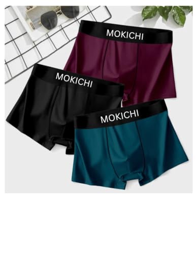 Image of Men's Ice Silk Boxer Briefs Pack of 3 | Ultra Soft Breathable Stretch Trunks | Moisture Wicking Quick Dry Innerwear | Comfortable Mid Rise Underwear