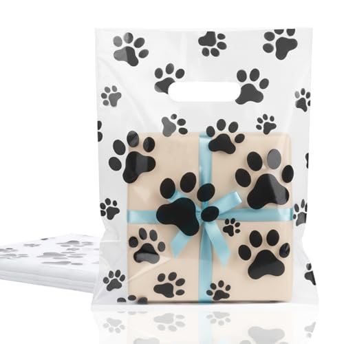 sealla 80|200 Pcs Paw Print Gift Bags 9x12 Inches Dog Gift Bags