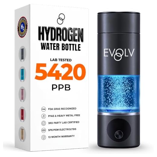 EVOLV Hydrogen Water Bottle Generator - SPE & PEM Water Ionizer 5.42PPM, Highest Concentrated Dose - 8oz Hydrogenated Water Bottle for Improved Energy & Inflammation Support - Convenient & Easy to Use