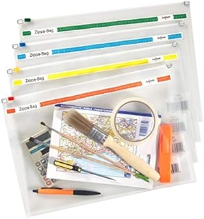 Snopake A4 Plus Zippa-Bag with Top Zip [Pack of 25] 355 x 235 mm - Transparent/Assorted Zip Strips [Ref: 11463]