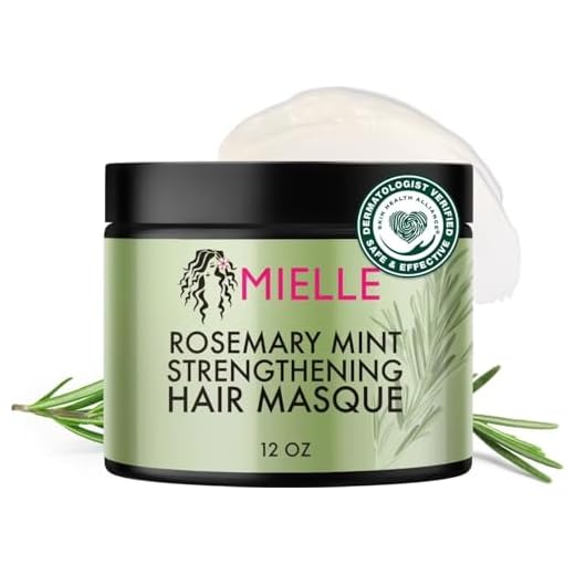 Mielle Organics Rosemary Mint Strengthening Hair Masque, Essential Oil & Biotin Deep Treatment, Miracle Repair for Dry, Damaged, & Frizzy Hair, 12 Ounces