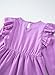 blibean Girls Fall Wedding Dresses Tween Kids Long Sleeve Clothes Solid Flare Smocked Party Outfits Elegant Ruffle Modest Girl Formal School Dress Size 12-13 Years Old Purple