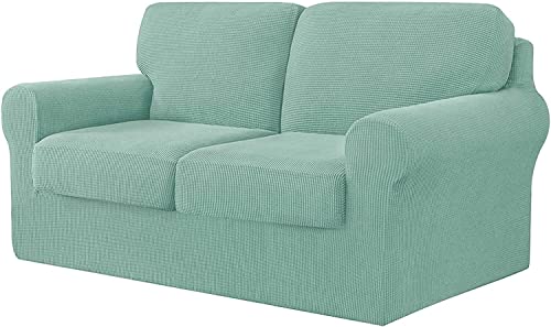 Housse de canapé extensible 2 places vert menthe avec dossiers séparés