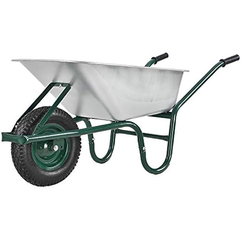 Juskys Schubkarre Garden | 100 Liter Volumen | 210 kg | Luftreifen mit Metall Felge | Wanne verzinkt | Garten Karre Schiebkarre Transportkarre Cover