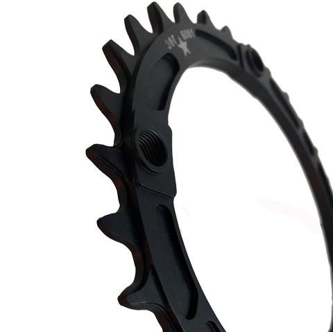 USAmade 104mm BCD 4-Bolt SHARKTOOTH Narrow Wide Mountain Chainring- Aircraft Aluminum Alloy- Made in USA- New (36T)
