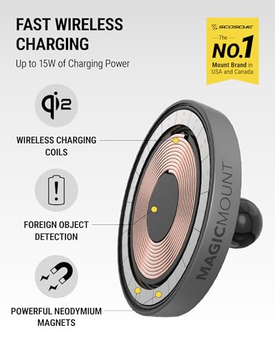 Image of Scosche MagicMount Charge Pro Qi2 Home /Office MagSafe Suction Mount, 15W Fast Wireless Charger Magnetic Cell Phone Holder Compatible with iPhone 16 /15 /14 /13 /12 Pro Max Plus and Samsung Galaxy S25