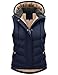 heekpek Gilet Donna Invernale Termico Imbottito Gilet in Pile Corto Piumino Senza Maniche con Cappuccio Giubbotto Smanicato con Cerniera e Tasche, Blu marino, L