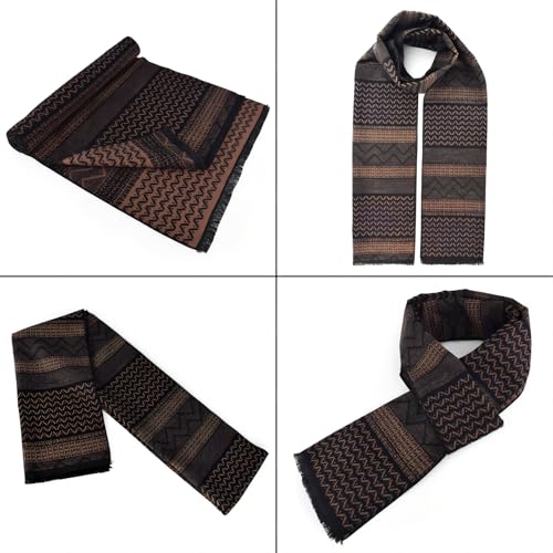 Einskey MEN'S WINTER SCARF 2-Pack Warm Cashmere Feel Striped Color Check Tartan Plaid Tassel Soft Long Fashion Neck Scarves thumb #6
