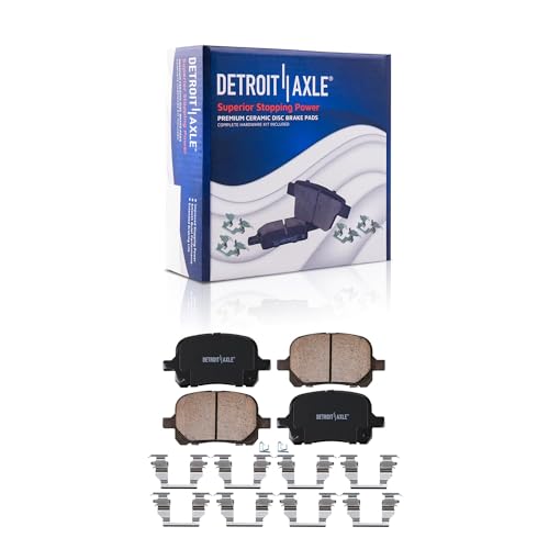 Image of Detroit Axle - Front Brake Kit for 1999 2000 2001 Lexus RX300 Drilled & Slotted Disc Brake Rotors Replacement Ceramic Brakes Pads w /Hardware