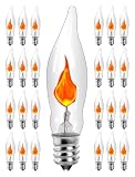 Adirxon 25-Pack Realistic Flame Light Bulbs, Vintage C18 E12 Bulb with Candelabra Base, Ideal Replacement for Outdoor & Indoor Holiday Lighting, Porches, and Chandeliers