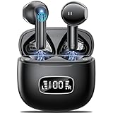 Ecouteurs Bluetooth sans Fil, Godyse Oreillette Bluetooth V6.0 avec 4 ENC Réduction Antibruit Mic, Écran LED 42H Durée HiFi Stéréo IPX7 Étanche Ecouteur Pour Courir/Sport/Travail,pour iOS Android,Noir