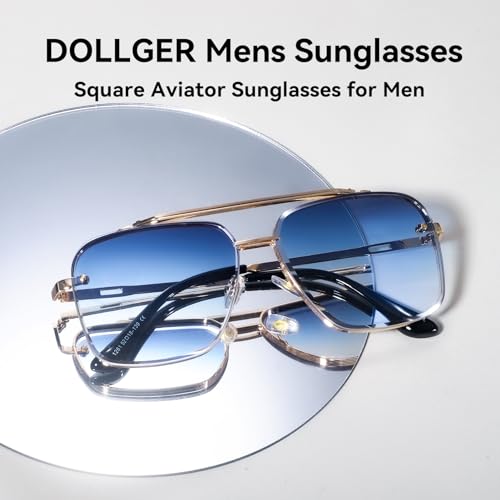 Dollger Square Aviator Sunglasses for Men and Women Fashion Metal Vintage Gradient Shades Sunglasses UV400 Protection2