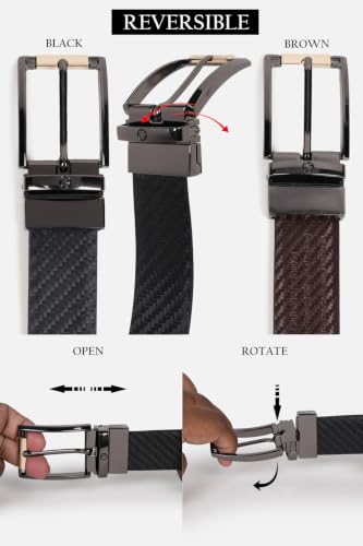 Image of Louis Philippe Men's 100% Italian Leather Dual Tone Zinc Alloy Buckle Formal Reversible Belt