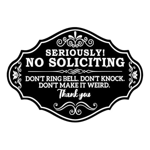No Soliciting Sign, Self Adhesive Acrylic No Soliciting Do Not Knock or Ring Doorbell Sign, Fade Resistang Signs for Office Home 8x5 inch Cover