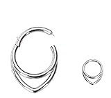 Rainway - Piercing para nariz, 2 piezas, de acero inoxidable 316L, pendientes de cartílago clicker, piercing corporal, para lip, trgus, helix, diseño superpuesto elegante