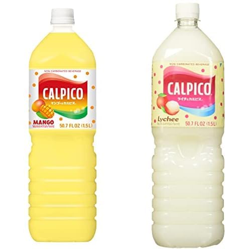 Calpico Soft Drink Bundle - Mango 50.67-Ounce and Lychee 50.7 fl oz Non-Carbonated Beverages (2-Pack)