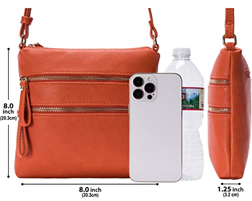 Image of Solene Small Multi Zipper Pocket Crossbody Bag with Adjustable Strap, Lightweight Travel Purse, Daily Small Messenger Pouch