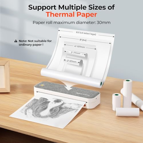 Upgrade MUNBYN Portable Printer Wireless for Travel ITP01, Bluetooth Thermal Printer 8.5x11 US Letter&A4 Thermal Paper, Compatible with Android and iOS Phone & Laptop, Inkless Printer... - Image 3