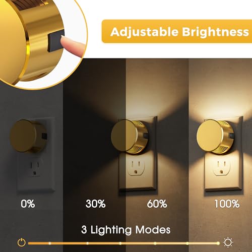 Image of L LOHAS LED Night Lights Plug into Wall, Plug in Night Light | Dusk to Dawn Sensor,Brightness Adjustable,3000K Warm White,Dimmable Gold Nightlight for Adults Hallway Bathroom