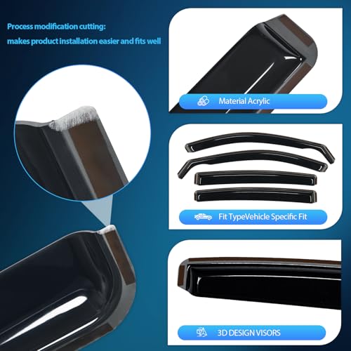Image of Nilight Vent Window Visors for Altima 2019 2020 2021 2022 2023 2024 2025, in-Channel Rain Guards, Original Window Deflectors-4PCS