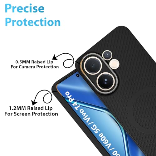 Image of LIRAMARK Rugged Carbon Fibre TPU Armor Silicone Back Cover Case for Vivo V60 / V60e 5G / Vivo T4 Pro
