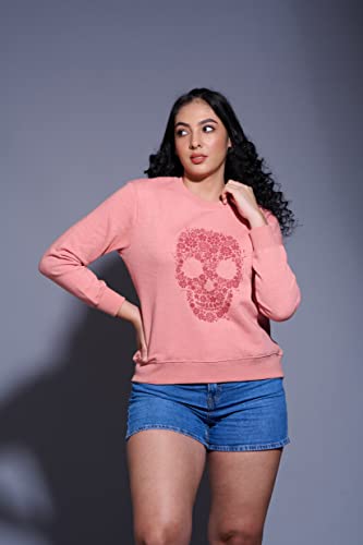 Image of Go Devil Stylish Trendy Regular Fit 100% Cotton Sweatshirt with Round /Crew Neck Full Sleeves, Casual Printed Winter Wear for Women /Girls