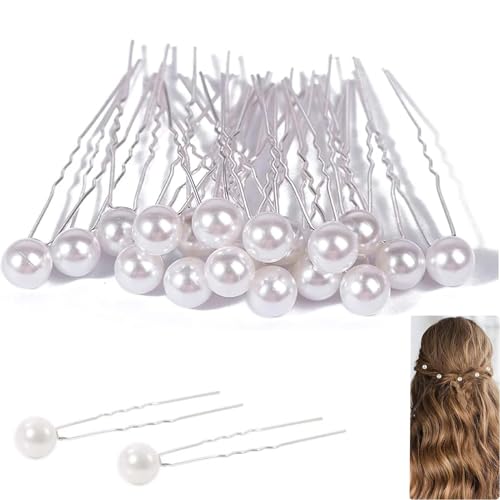 Pearl Hair Pins 30 Pcs Wedding Pearl Hair Pins Jewelry Boho Vintage Hair Piece White Bobby Clips for Brides and Bridesmaids Style U-Shaped Hair Accessories for Bridesmaids Women (Silver)