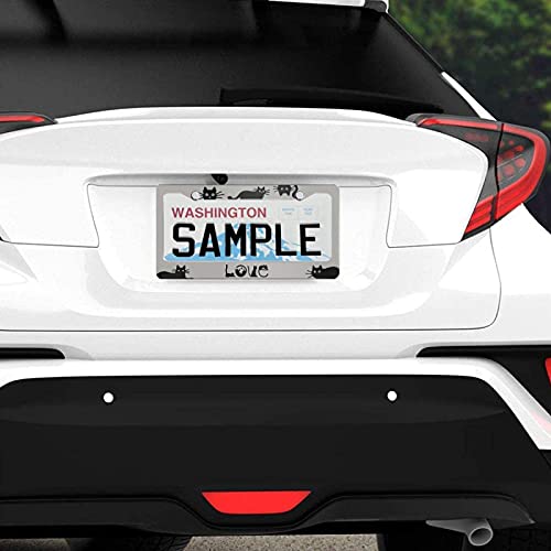 Black Cat Love Logo License Plate Frame Novelty Personalized Car Tag Holder 2 Holes Aluminum Cute Animal License Plate Covers With Screw Caps Car Accessories For Men Women #TOP5