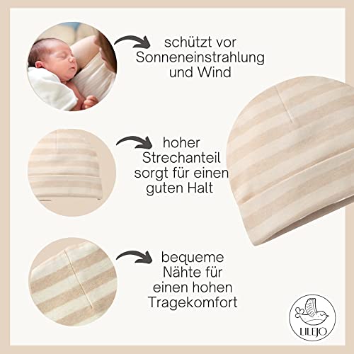 LILEJO Baby Geschenk zur Geburt, Geschenkset für werdende Eltern, Mütze, Halstuch und Socken für Mädchen und Junge aus Bio-Baumwolle, Beige - Image 5