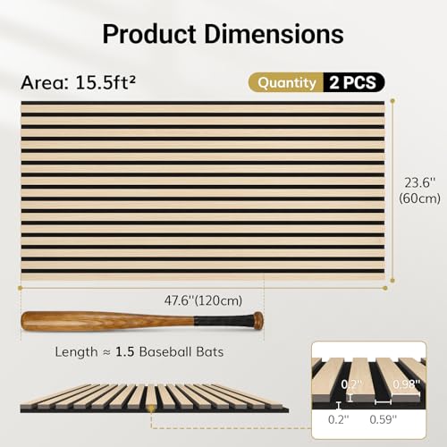 Image of TONOR Wood Wall Panels for Interior Wall Decor-2 Pack 47.2 inch x 23.6 inch