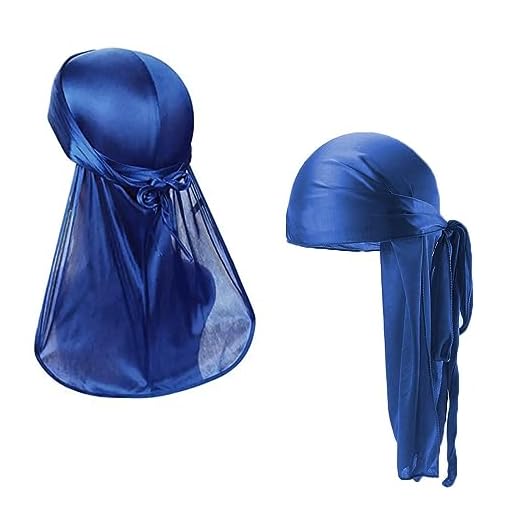 JITNGA 1 Pieza Gorro Seda Durag Cola Larga Transpirable Gorro Pirata Para Ondas Suaves Pañuelo Turbante Gorro Quimio Para La Pérdida De Cabello (Azul)