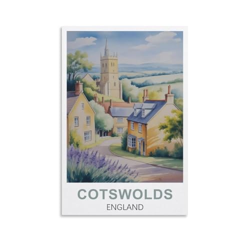 Poster vintage Cotswolds sur toile de qualité pour salon