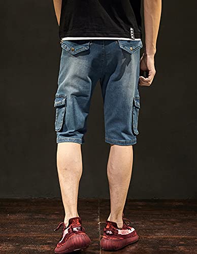 Idopy Men`s Vintage Cargo Denim Shorts Biker Jeans With Multi Pockets 38 #TOP2