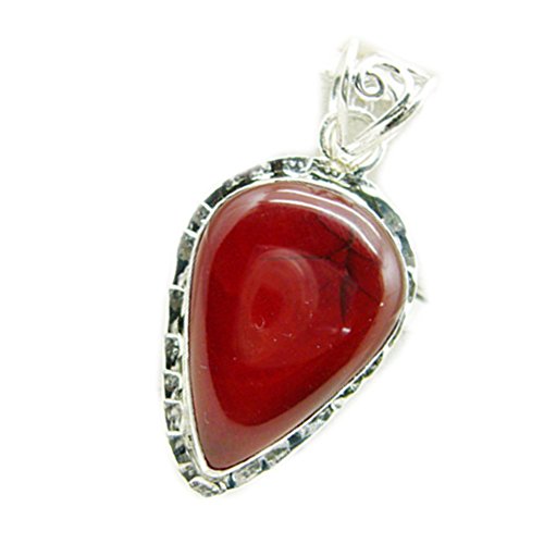 Collier rouge onyx sterling argent pendentif femme poire