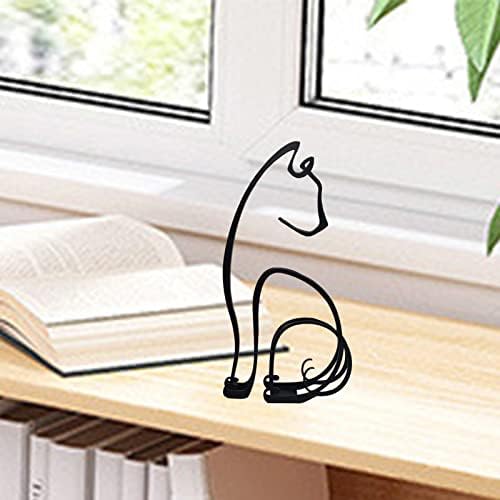 YRHSPORT Cat Minimalist Art Sculpture, Personalized Metal Abstract Metal Line Crafts Creative Statue for Living Room, Home Office, Desk, Wall Decoration
