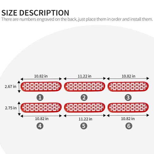 Image of Linskip Oval Grille Inserts Fit for 2021-2025 Ford Bronco, Front Mesh Grille Cover for Bronco Exterior Accessories, Enhancing Vehicle Front Appearance(red)