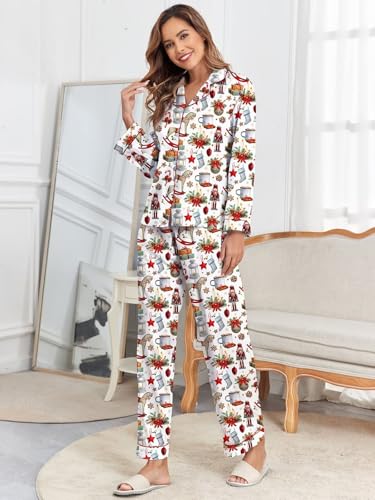 Image of Brosloth Women's Silk Satin Pajamas Pjs Sets Cute Lace Pattern Two Piece Loungewear Set Button Up Pajamas Sleepwear Black