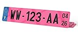 Plexoretto Plaque Immatriculation Rose WW Provisoire – Vendue à l’Unité – 520 x 110 mm – Plexiglas PMMA Haute Qualité – Fabrication Française