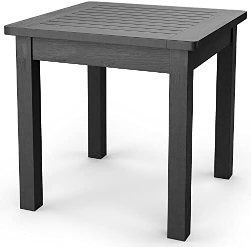 YEFU Oversize Outdoor Side Table, 18 Inch Outside Plastic Adirondack Side Table Weather Resistant, Hips High Strength Poly Wood Rustproof Waterproof Material for Patio, Pool, Front Porch Table(Black)