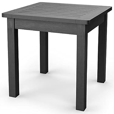 AMAZON - YEFU Oversize Outdoor Side Table, 18 Inch Outside Plastic Adirondack Side Table Weather Resistant, Hips High Strength Poly Wood Rustproof Waterproof Material for Patio, Pool, Front Porch Table(Black)
