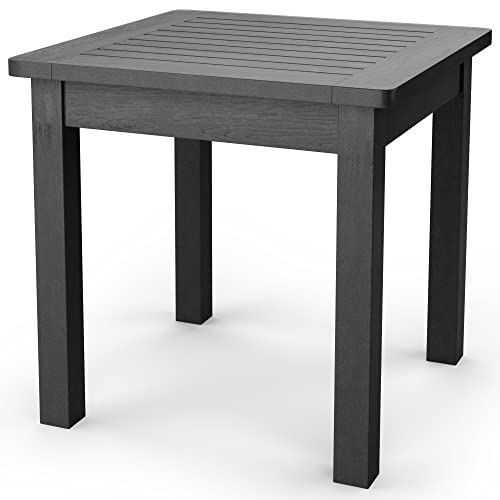 Yefu Oversize Outdoor Side Table, 18 Inch Outside Plastic Adirondack Side Table Weather Resistant, Hips High Strength Poly Wood Rustproof Waterproof Material For Patio, Pool, Front Porch Table(Black) #TOP2