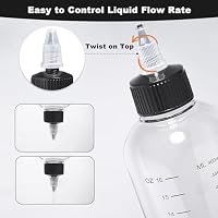 Amentalove 5 Stück Quetschflasche 500ml,16oz Transparent Squeeze Flasche mit Skala,Kunststoff Dosierflasche mit Kappen,Plastik Klare Ölspender Quetschflasche für Flüssige Sauce Ketchup Öl Soja Essig – Ansicht 4