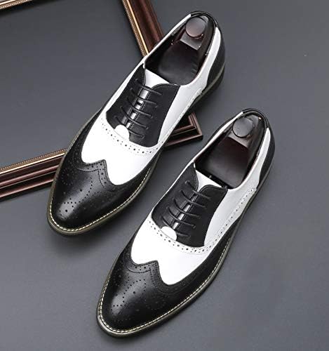 Mens Lace Up Dress Shoes Modern Formal Business Wingtip Oxford Derby Black-White 10 US | Image 6