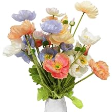 TooGet Fake Flowers 8 Pcs Poppies Plastic Flowers Artificial Silk Flower Bouquet for Home Office Wedding Outdoor and Patio Lawn Garden Decor, Height 24 Inches - Mixed Colors