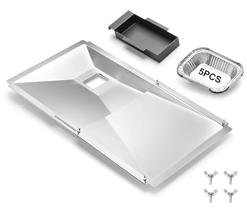 Verstellbare Fettwanne, Abtropfschale mit Auffangwanne, passend für Nexgrill, Charbroil, Dyna Glo, Kenmore, BHG, Master, Hinterhof, Uniflame, Expert, verzinkter Stahl, Ersatzteil für 3/4/5-Brenner