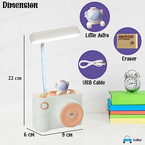 Image of FunBlast Rechargeable Desk Table Lamp- 3 in 1 Study Desk LED Lamp with Eraser, Sharpener and Pen Holder, Electric Table Lamp, Adjustable Study Desk Lamp for Study Room, Home /Office (Astro)