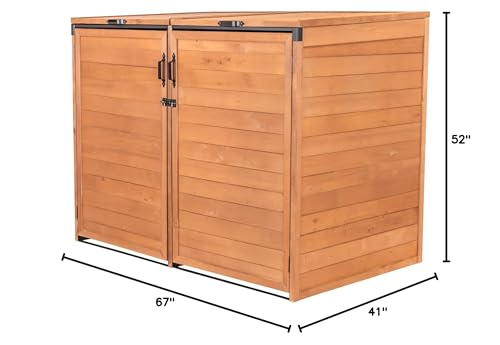 Leisure Season TRSL6741-D Large Horizontal Trash and Recycling Storage-Sheds, Medium Brown