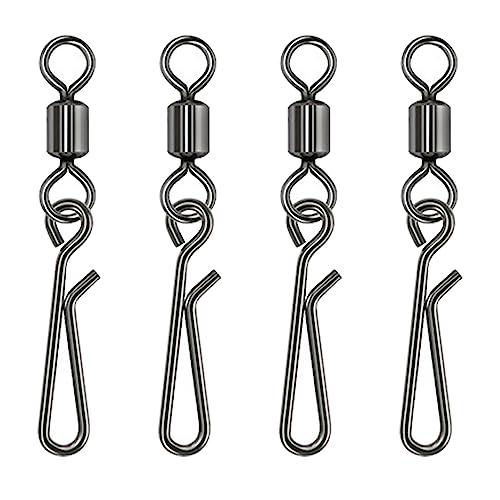 Fishing Rolling Swivel with Fast Clips,Rolling Connector Fishing Swivel Snaps Stainless Steel Quick Change High Speed Clips Snap Barrel Fishing Line Connector Trout Accessories (2#-39.7lb-50pcs)
