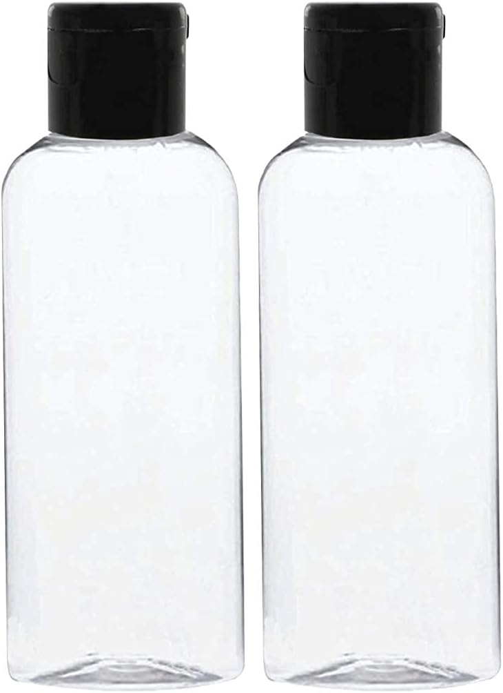 100ml Empty Plastic Flip Top Bottles With Black Caps For Travelling, Lotion, Shampoo, Oil, Costemic Containers Use (Pack of 2)